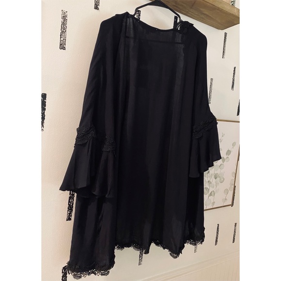 . Shop Hope’s Black Crochet Open Knit Kimono/Cardigan - Picture 3 of 7